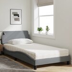 vidaXL Lit avec matelas Dover gris clair 100x200 cm tissu