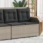 vidaXL Banc inclinable de jardin et coussins gris clair résine tressée
