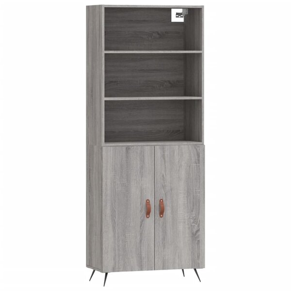 vidaXL Buffet haut Sonoma gris 69 5x34x180 cm Bois d'ingénierie