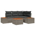 vidaXL Ensemble de canapé de jardin avec coussin 5 Pièces Gris Poly rotin