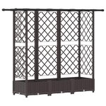 vidaXL Lit Élevé avec Treillis et Toit Marron 164 x 40 x 121 cm PP