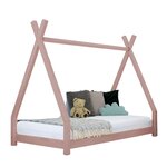Lit tipi enfant NAKANA 90 x 180 rose pastel
