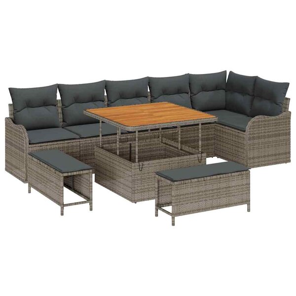 vidaXL Ensemble de canapé de jardin 9 Pièces Gris 100 x 100 x 71 cm