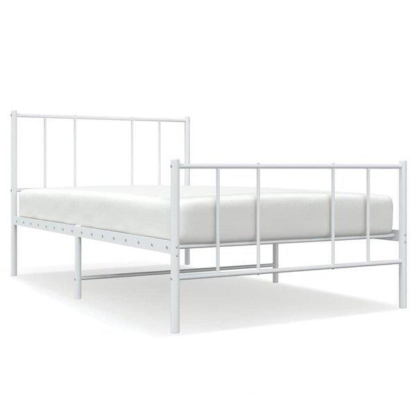 vidaXL Cadre de lit métal sans matelas avec pied de lit blanc 90x190cm