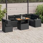 vidaXL Salon de jardin 7 Pièces avec coussins noir résine tressée