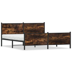 vidaXL Cadre de lit en métal sans matelas chêne fumé 193x203 cm