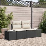 vidaXL Sofa de jardin 2 places avec rangement et coussins en rotin noir