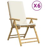 vidaXL Chaises inclinables de jardin pliantes lot de 6 coussins bambou