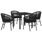 vidaXL Ensemble de salle à manger pour jardin 5 Pièces Noir Poly rotin