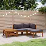 vidaXL Salon de jardin 4 Pièces avec coussin Bois d'acacia solide