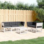 vidaXL Salon de jardin 5 Pièces avec coussins blanc bois massif de pin
