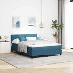 Lit Box Spring vidaXL avec Matelas Bleu Foncé 140x190 cm Velours