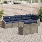 vidaXL Ensemble de canapé de jardin 8 Pièces Gris et bleu marine