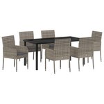 vidaXL Ensemble de Salle à Manger de Jardin de 7 Pièces avec Coussins Gris Rattan Poly