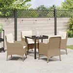 vidaXL Ensemble de salle à manger pour jardin 5 Pièces Beige Poly rotin