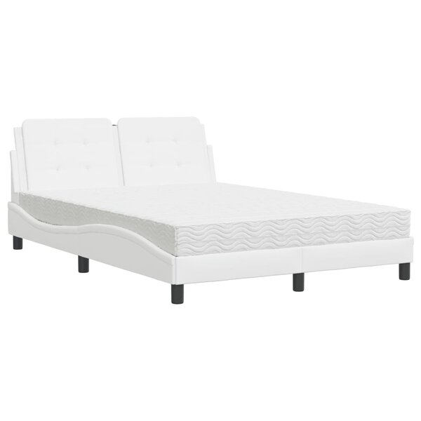vidaXL Lit avec matelas blanc 140x190 cm similicuir