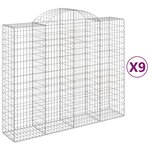vidaXL Paniers à gabions arqués 9 Pièces 200x50x160/180 cm Fer galvanisé
