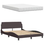 vidaXL Lit avec matelas marron foncé 120x200 cm tissu