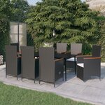 vidaXL Ensemble à manger de jardin avec coussins 9 Pièces noir