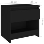 vidaXL Tables de chevet 2 Pièces Noir 40x30x39 cm Aggloméré