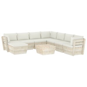 vidaXL Salon de jardin palette 9 Pièces avec coussins bois d'épicéa