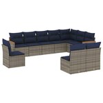vidaXL Salon de jardin 10 Pièces avec coussins gris résine tressée