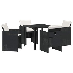 vidaXL Ensemble de salle à manger pour jardin 5 Pièces Noir Poly rotin