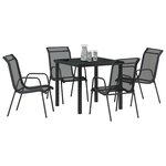 vidaXL Ensemble de salle à manger pour jardin 5 Pièces Noir