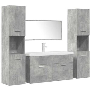vidaXL Ensemble de meubles de salle de bain 5 Pièces gris béton
