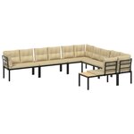 vidaXL Salon de jardin avec coussins 6 Pièces noir acier enduit de poudre