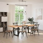 vidaXL Table à manger avec bord naturel 240x100x74cm bois massif chêne