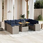 vidaXL Salon de jardin 10 Pièces avec coussins gris résine tressée