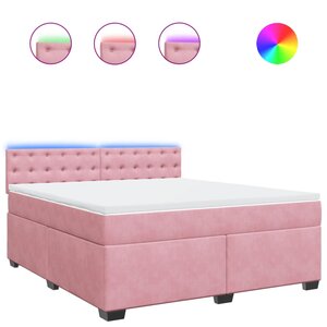 vidaXL Sommier à lattes de lit avec matelas Rose 180x200 cm Velours
