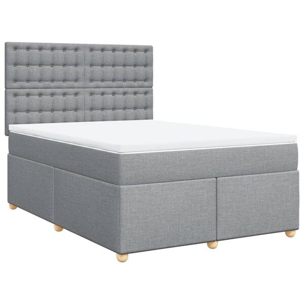 vidaXL Sommier à lattes de lit avec matelas Gris clair 160x200cm Tissu