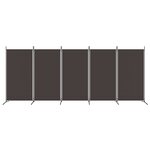 vidaXL Cloison de séparation 5 panneaux Marron 433x180 cm Tissu