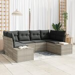 vidaXL Ensemble de Canapés de Jardin de 6 Pièces avec Coussins Gris Clair Rattan PE