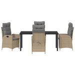 vidaXL Ensemble de Salle à Manger de Jardin de 5 Pièces avec Coussins Beige Poly Rattan