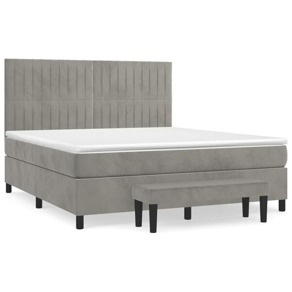 vidaXL Sommier à lattes de lit et matelas Gris clair 160x200cm Velours