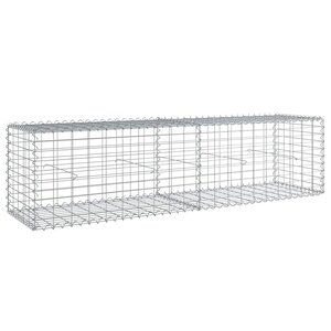 vidaXL Panier gabion avec couvercle 200x50x50 cm fer galvanisé