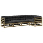 vidaXL Salon de jardin 5 Pièces avec coussins bois de pin imprégné