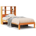 vidaXL Lit bibliothèque sans matelas cire marron 100x200 cm pin massif