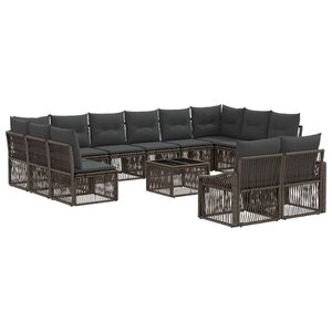 vidaXL Ensemble de canapé de jardin 13 Pièces Gris polyrotin