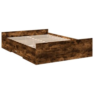 vidaXL Cadre de lit et tiroirs chêne fumé 120x200 cm bois d'ingénierie
