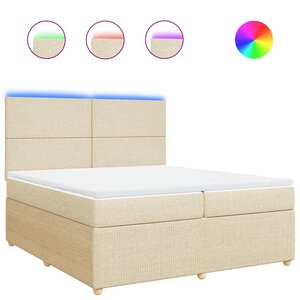 vidaXL Sommier à lattes de lit avec matelas Crème 200x200 cm Tissu