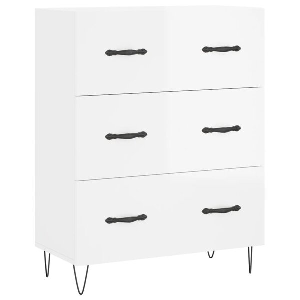vidaXL Buffet Blanc brillant 69 5x34x90 cm Bois d'ingénierie