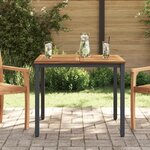 Table de jardin vidaXL 90x90x75 cm en bois d'acacia massif et métal