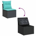 vidaXL Salon de jardin 9 Pièces avec coussins noir résine tressée