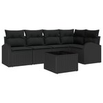 vidaXL Set de canapé de jardin 6 pièces avec coussins beige poly rattan
