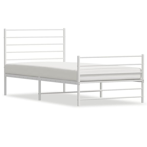 vidaXL Cadre de lit métal avec tête de lit/pied de lit blanc 90x200 cm