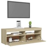 vidaXL Meuble TV avec lumières LED chêne sonoma 120x35x40 cm